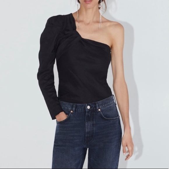Zara | Tops | Zara A Symmetric One Shoulder Long Sleeve Top | Poshmark